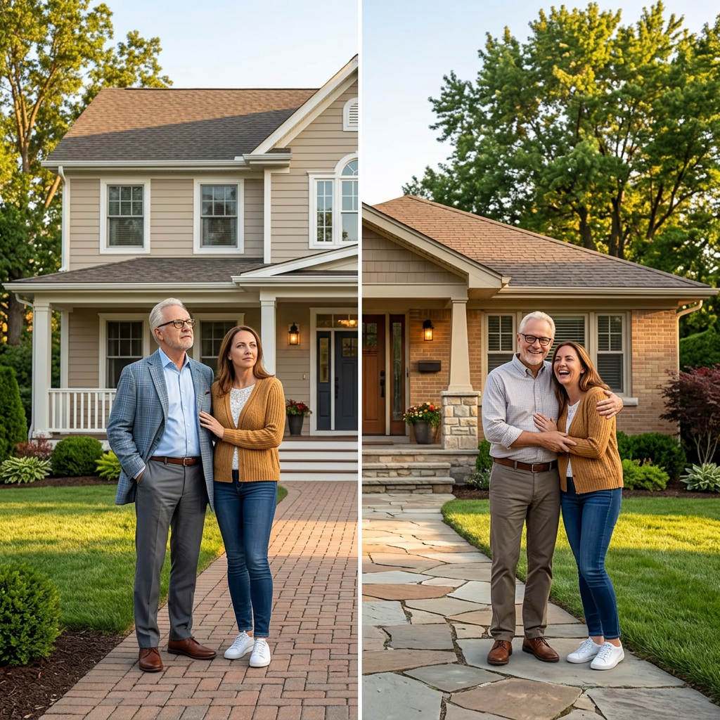 Couple planning their downsizing move in Charlotte