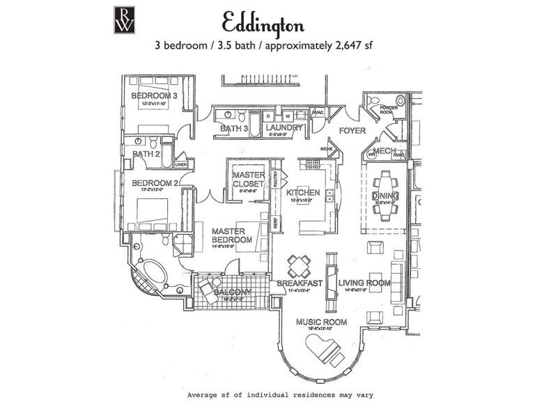 Eddington floor plan, Rosewood at Providence