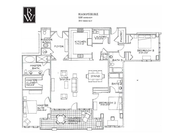 Hampshire floor plan, Rosewood at Providence